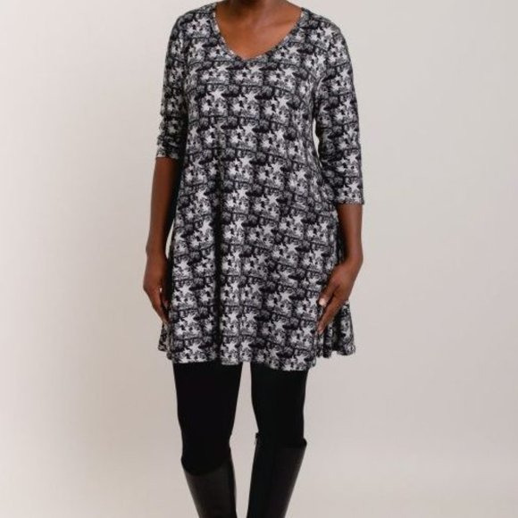 Blue Sky Clothing Veronica Tunic - Grey Star 3X - Picture 1 of 2